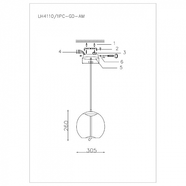 Светильник подвесной Lumien Hall Avila LH4110/1PC-GD-AM