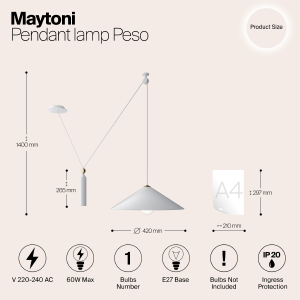 Светильник подвесной Maytoni Peso P080PL-01W