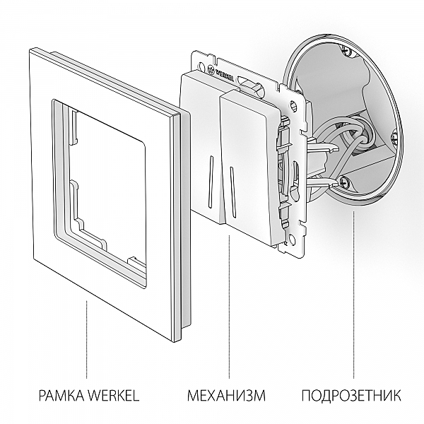 Выключатель Werkel W1120109/ Выключатель двухклавишный с подсветкой (cеребряный рифленый)