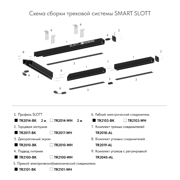 Коннектор для шинопровода Denkirs Smart TR2103-BK