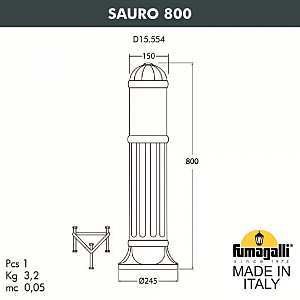 Уличный наземный светильник Fumagalli Sauro D15.554.000.BXF1R.FC1