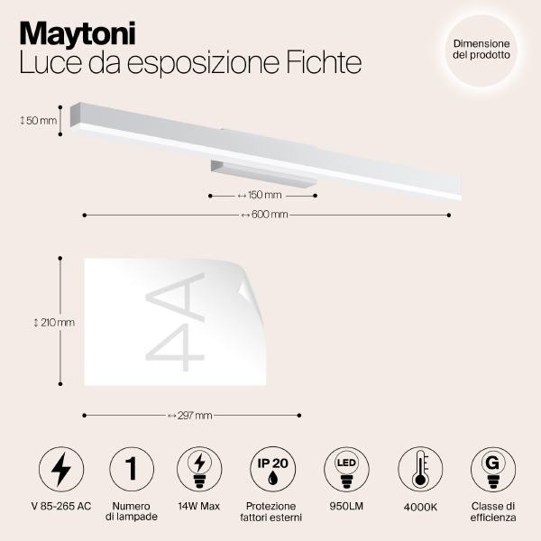 Подсветка зеркал и полок Maytoni Fichte MIR012WL-L14W4K