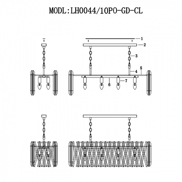 Подвесная люстра Lumien Hall Pauline LH0044/10PO-GD-CL