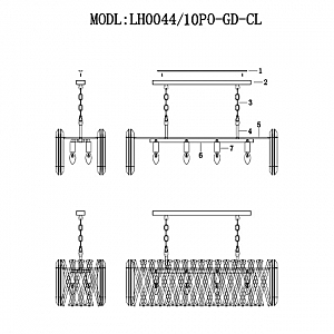 Подвесная люстра Lumien Hall Pauline LH0044/10PO-GD-CL