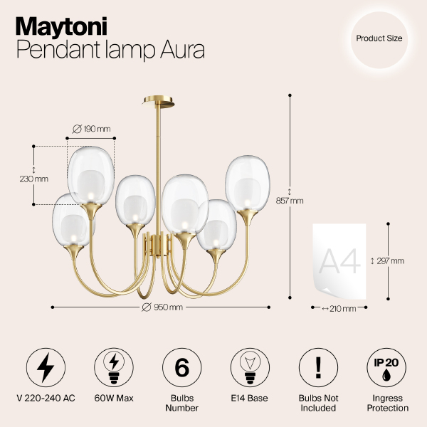 Потолочная люстра Maytoni Aura MOD016PL-06BS