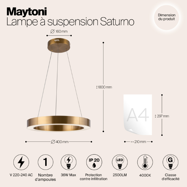 Подвесная люстра Maytoni Saturno MOD415PL-L36BS4K