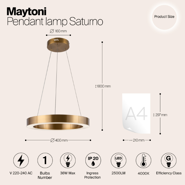 Подвесная люстра Maytoni Saturno MOD415PL-L36BS4K