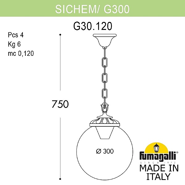 Уличный подвесной светильник Fumagalli G30.120.000.AZF1R