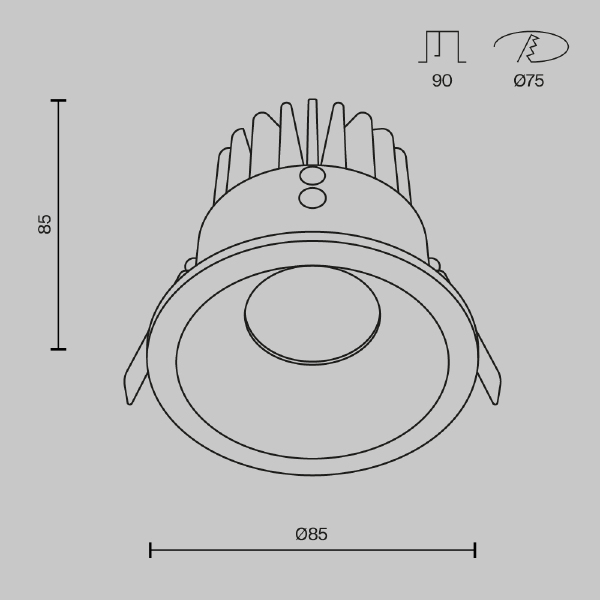 Встраиваемый светильник Maytoni Zoom DL034-L12W3K-D-B