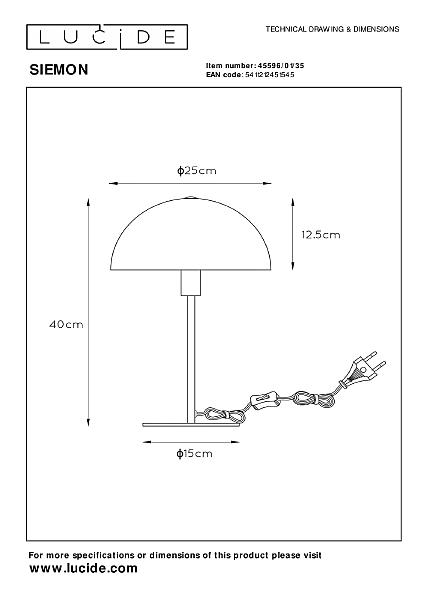 Настольная лампа Lucide Siemon 45596/01/35
