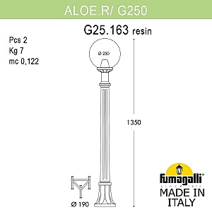 Уличный наземный светильник Fumagalli Globe 250 G25.163.000.WZF1R