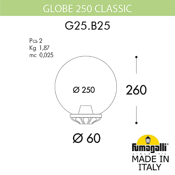 Консольный уличный светильник Fumagalli Globe 250 G25.B25.000.BXF1R