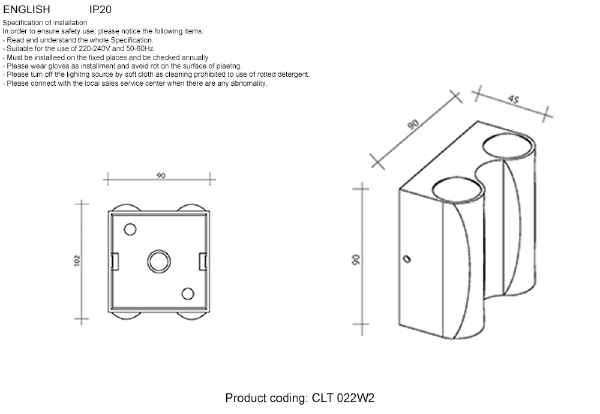 Настенный светильник Crystal Lux Clt 022 CLT 022W2 BL-GO 4000K