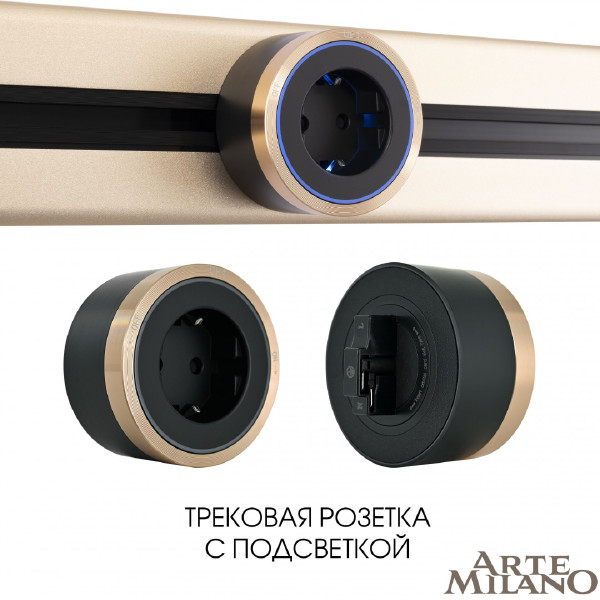 Трековая розетка Arte Milano Am-track-sockets 380066TS LED/ES Gold