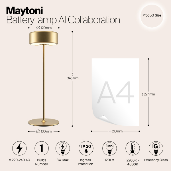 Настольная лампа Maytoni AI Collaboration MOD229TL-L3G3K2