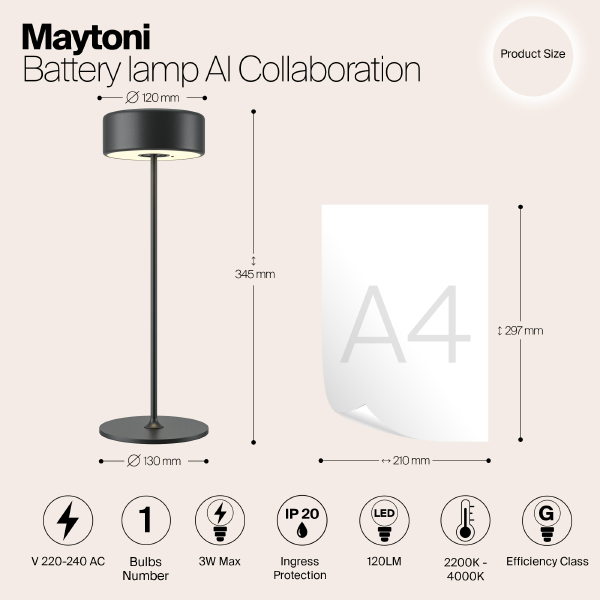 Настольная лампа Maytoni AI Collaboration MOD229TL-L3B3K2