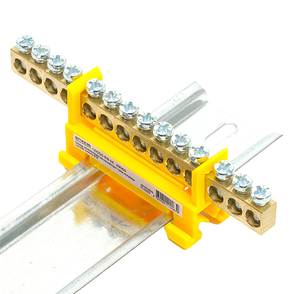 Шина PE на изоляторе 6*9 тип стойка на DIN-рейку 14 выводов Stekker LD556-69-14 49565