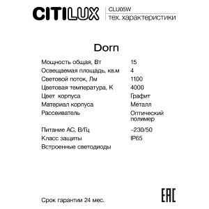 Уличный настенный светильник Citilux Dorn CLU05W