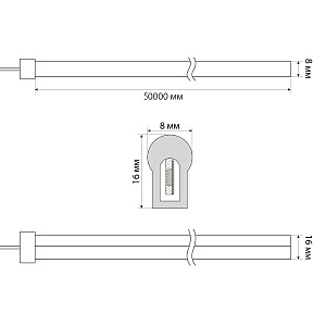 Светодиодный шнур Uniel ULS-N21-2835-120LED/m-8mm-IP67-220V-8W/m-50M-WW бобина