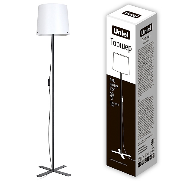 Торшер Uniel UML-T510 E27 BLACK/WHITE