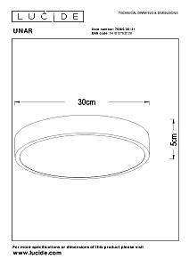 Светильник потолочный Lucide Unar 79185/30/31